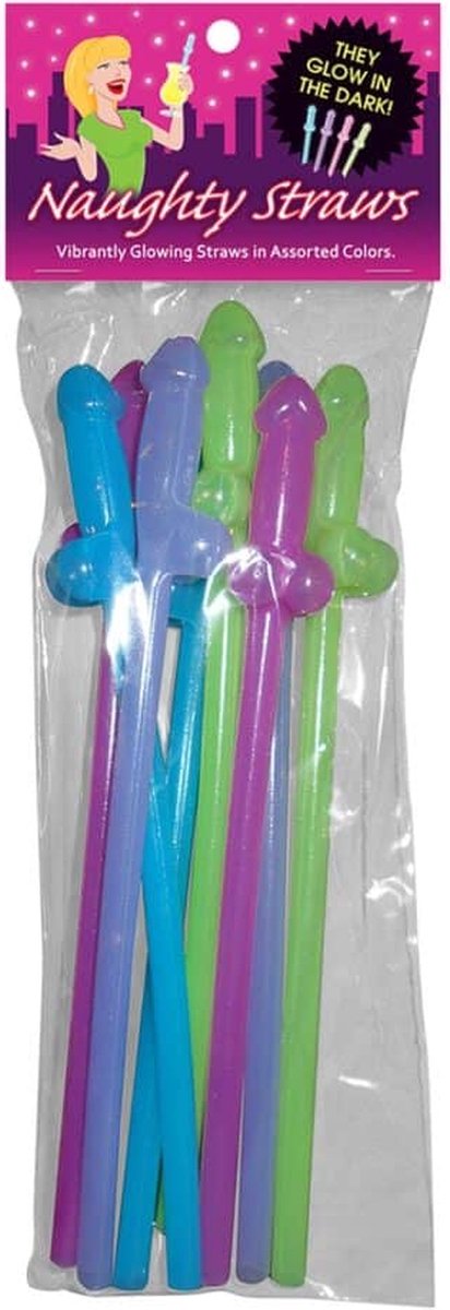 Glow in the Dark Penis Straws - Asst. Colors  by Kheper games