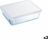 Rechthoekige lunchbox met deksel Pyrex Cook&freeze 28 x 23 x 10 cm 4,2 L Transparant Glas Siliconen (3 Stuks)