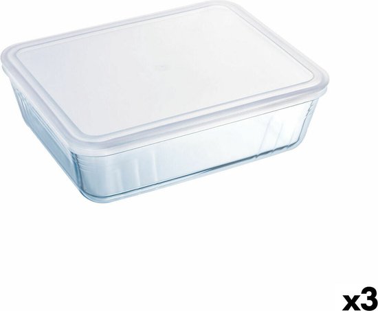 Lunch box rectangulaire avec couvercle Pyrex Cook&freeze 28 x 23 x 10 cm 4,2 L Glas Transparent Siliconen (3 Pièces)