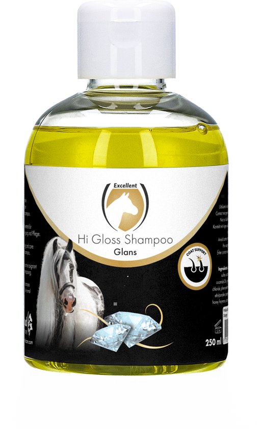 Excellent Hi Gloss Shampoo - Ruikt lekker, verzorgt en laat een diepe glans achter - Geschikt voor paarden - 250 ml - Holland Animal Care