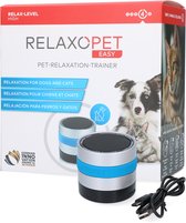 RelaxoPet Easy - Helpt uw huisdier te ontspannen tijdens stressvolle situaties - Kalmerend effect - Frequente geluidsgolven - Oplaadbaar - Incl. bijpassende tas - Zilver/Blauw