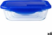 Lunch Box Hermétique Pyrex Cook & Go 20,5 x 15,5 x 6 cm Blauw 800 ml Glas (6 Pièces)