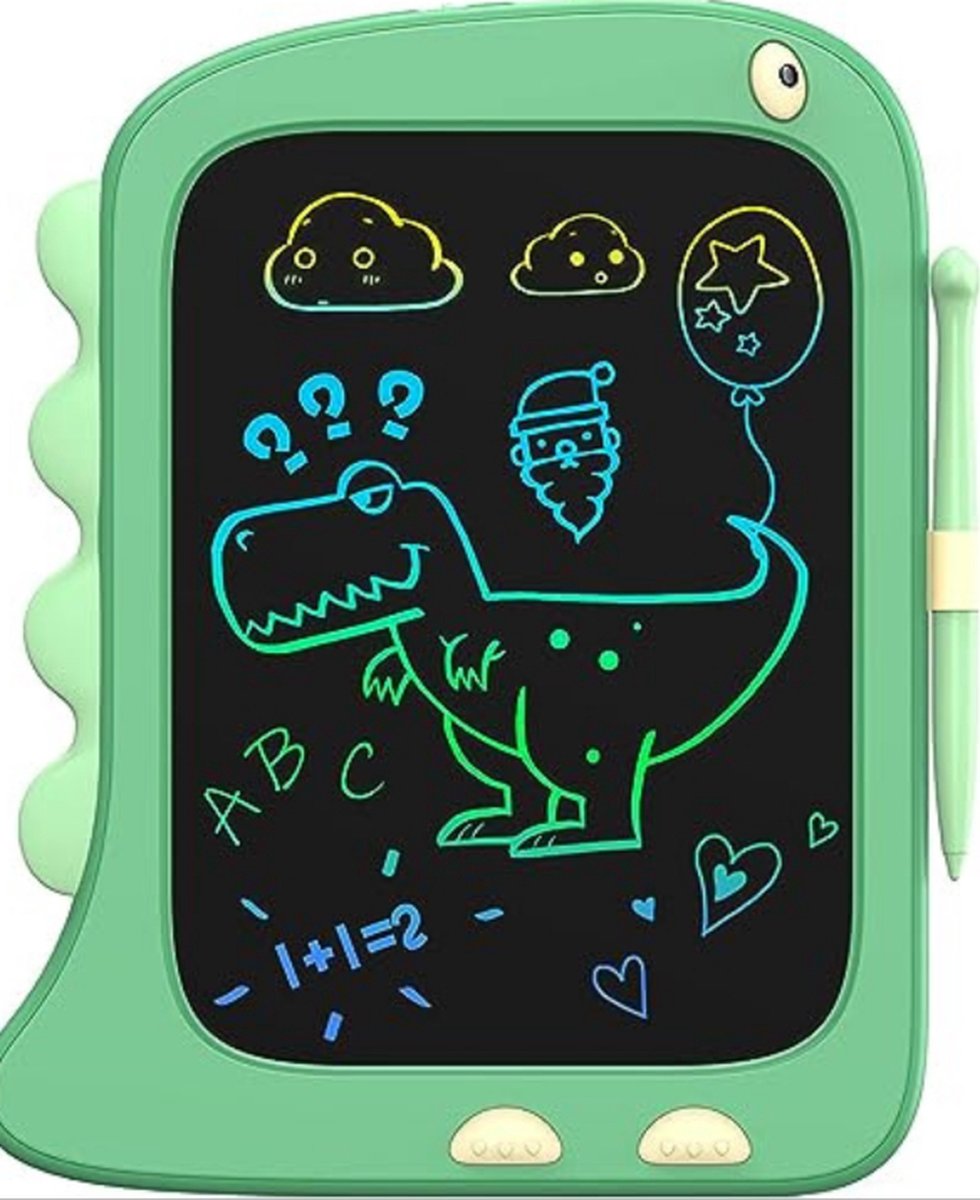 EazyLife - LCD Tablet - Kindertekentablet- Tablet kinderen- Groene dinosaurus vorm - Interactieve tekenervaring - Inclusief pen en batterij - Draagbaar - Kindvriendelijk ontwerp - Schermvergrendeling- Spelen - Groen- Speelgoed - Kindertablet