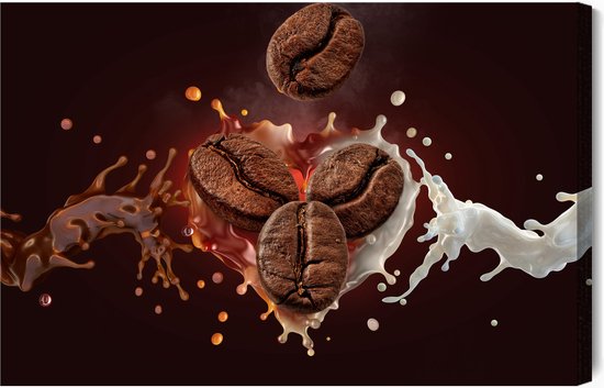 Schilderijkoning - Canvas Schilderij Koffie Met Melk - 40 x 30 cm | bol.com