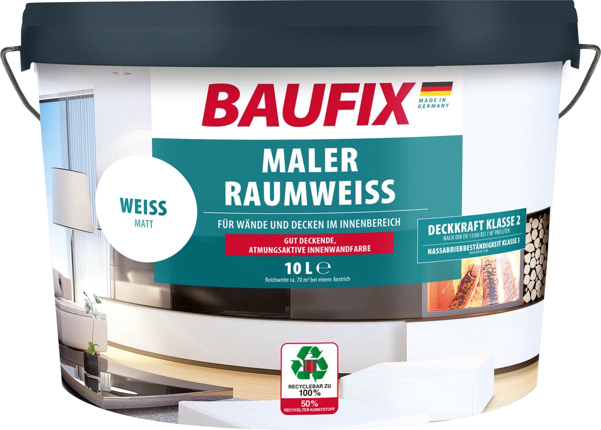 BAUFIX Decorators’ White Paint muurverf wit 10 Liter - Baufix-Fixza