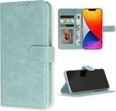 Casemania Hoesje Geschikt voor Apple iPhone 15 Pro Max Licht Blauw - Portemonnee Book Case - Kaarthouder & Magneetlipje