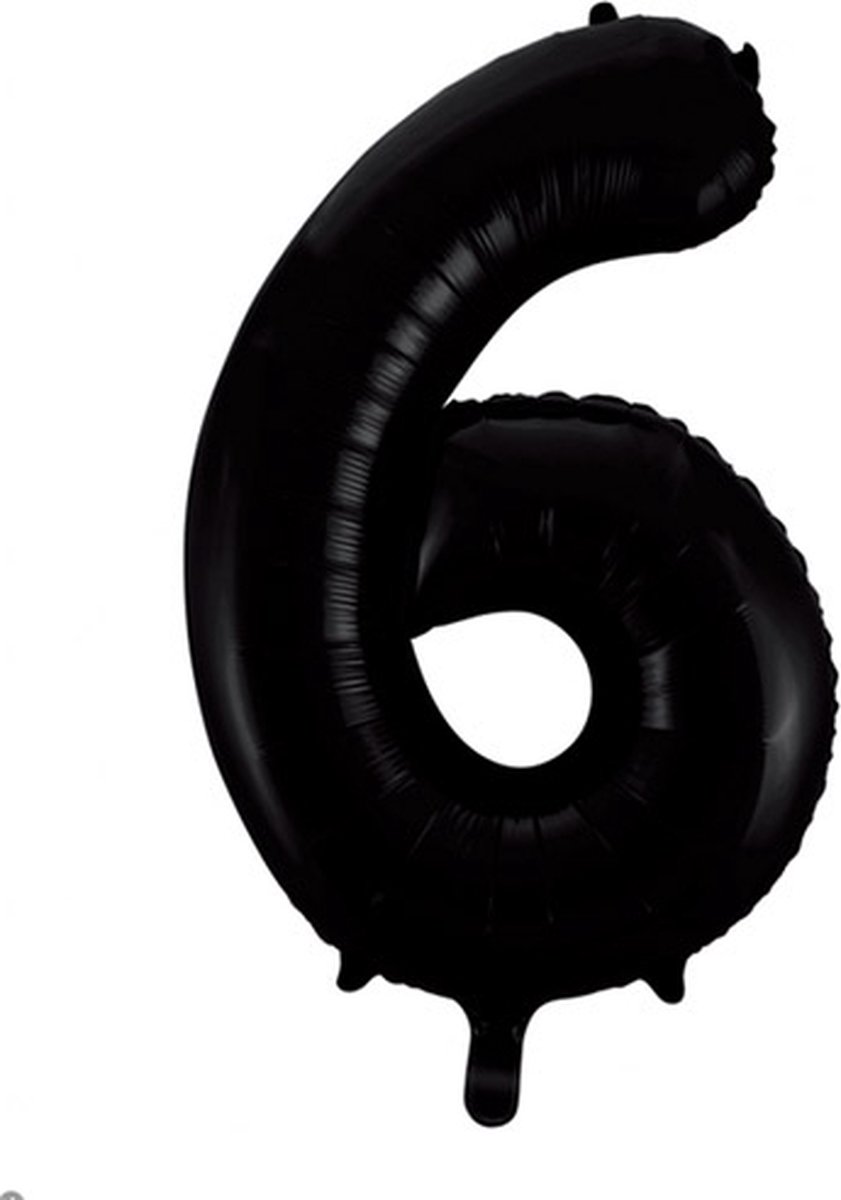 Wefiesta - Folieballon Cijfer 6 Zwart - 86 cm