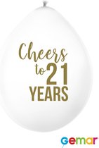 Ballonnen Cheers to 21 Years Wit met opdruk Goud (lucht)