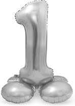 Folat - Cijfer 1 Zilver met standaard - 72 cm