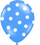 Partydeco - Ballonnen Blauw dots wit 50 stuks