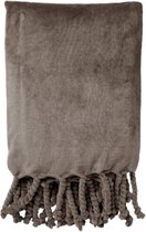 Dutch Decor - FLORIJN - Plaid 150x200 cm - grote fleece plaid met flosjes - Driftwood - taupe