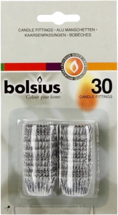 Foto: Bolsius kaarseringen 30 stuks zilver op blister verpakking