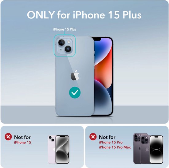 Étui ESR Cloud Soft HaloLock adapté à Apple iPhone 15 Plus | Compatible avec MagSafe et HaloLock | Couverture arrière avec support de rangement | Silicone souple | Noir