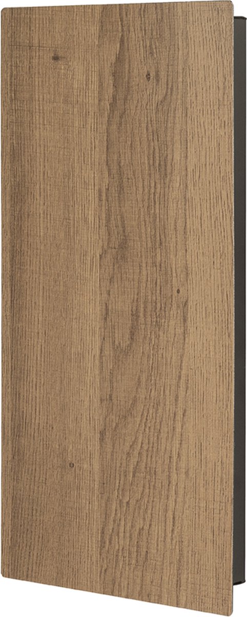 Sleutelkast – Zwart gelakt metaal met eikenhouten decor – 11 haken – Bologna model