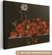 Canvas Schilderij Stilleven met bosaardbeien - Schilderij van Adriaen Coorte - 80x60 cm - Wanddecoratie
