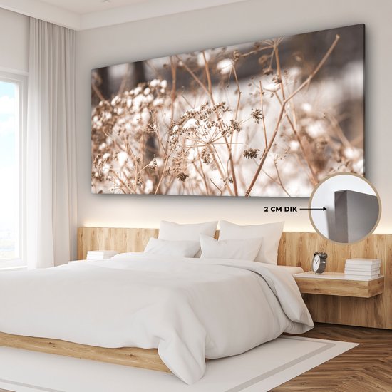 Peinture sur toile 160x80 cm - Décoration murale Fleurs séchées - Wit - Plantes - Décoration murale murale salon - Décoration chambre - Accessoires de chambre - Peintures