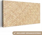 Canvas Schilderij Patroon - Beige - Rotan print - 80x40 cm - Wanddecoratie