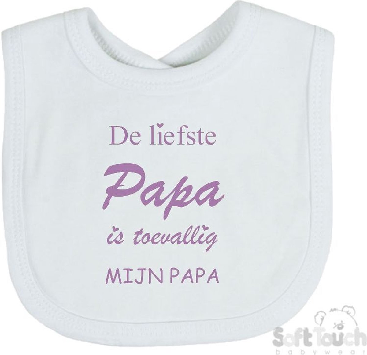 Goedkoopste Soft Touch Slabber De liefste papa is toevallig mijn papa Unisex Katoen Wit/lila Maat 33x22 Cm