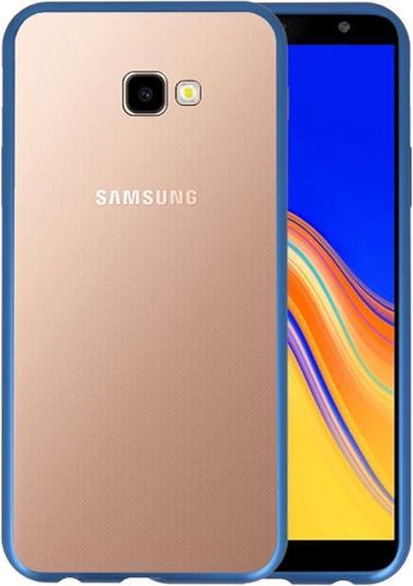Magnetic Back Cover voor Samsung Galaxy J4 Plus Blauw - Transparant