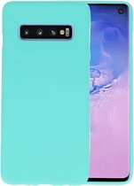 Bestcases Color Telefoonhoesje - Backcover Hoesje - Siliconen Case Back Cover voor Samsung Galaxy S10 - Turquoise