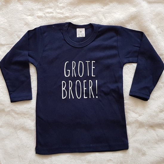 Shirt jongen Ik word grote broer big brother | lange mouw T-Shirt | zwart | maat 92 zwangerschap aankondiging baby bekendmaking