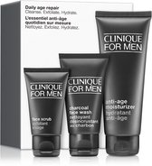 Clinique For Men Daily Age Repair Crème hydratante anti-âge 100 ml, Gommage Face 30 ml + Nettoyant visage au charbon 50 ml