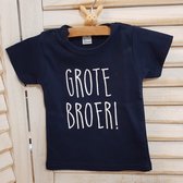 Shirt grote broer big brother | korte mouw | donkerblauw | maat 74 zwangerschap aankondiging bekendmaking baby