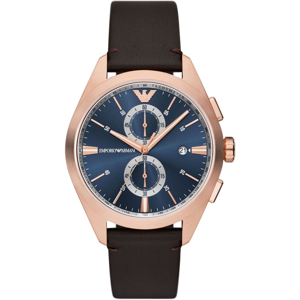 Emporio Armani Claudio AR11554 Horloge - Leer - Bruin - Ø 43 mm