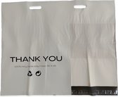 Verzendzakken voor kleding - verzendzakken groot formaat - verzendzakken webshop - 600mm x 450mm - handvat - XL - 100% recycleerbaar - buitenzak - Vinted - "Thank you" - 25 stuks