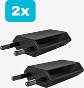 Gmedia - 5W Adapter - 2 stuks - USB stekker - USB lader - Reisstekker - Blokje - Universeel - Zwart - USB Charger