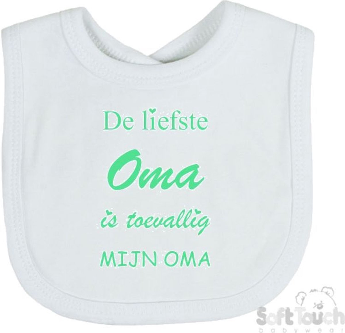 Goedkoopste Soft Touch Slabber De liefste oma is toevallig mijn oma Unisex Katoen Wit/mint Maat 33x22 Cm