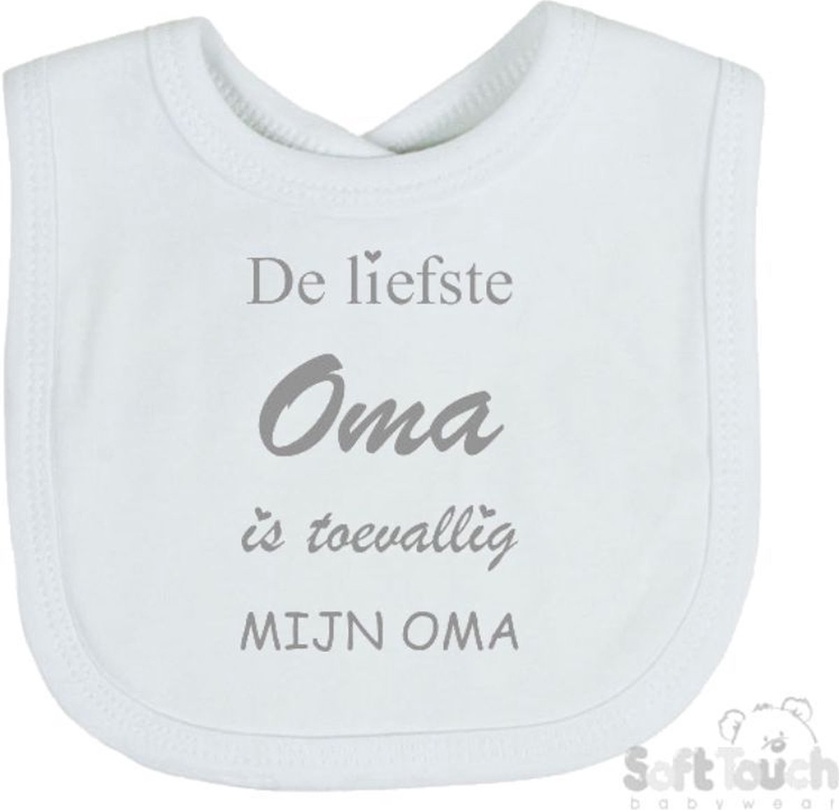 Goedkoopste Soft Touch Slabber De liefste oma is toevallig mijn oma Unisex Katoen Wit/grijs Maat 33x22 Cm
