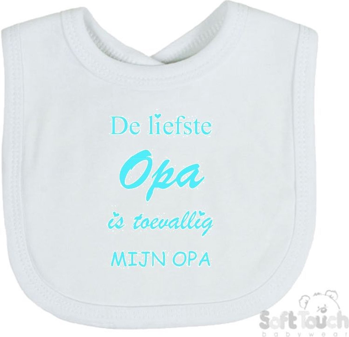 Goedkoopste Soft Touch Slabber De liefste opa is toevallig mijn opa Unisex Katoen Wit/aquablauw Maat 33x22 Cm