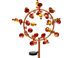 XXL windmolen / windspinner tuinsteker met Solar LED verlichting solar terracotta 180 cm