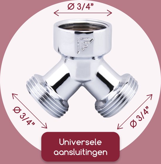 Fyveli - Y-stuk Kraansplitter - 3/4" - Verchroomd Messing - Waterverdeler Wasmachine en Vaatwasser