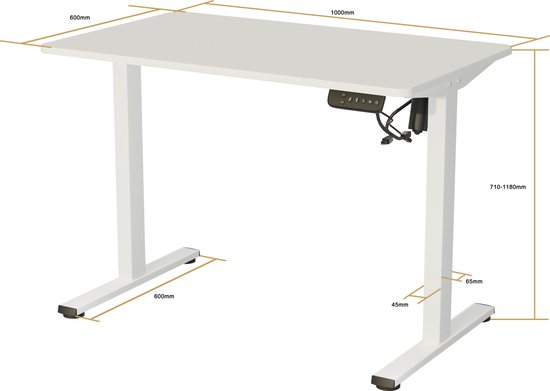 Vestland Zit-sta bureau - Elektrisch in hoogte verstelbaar - Wit