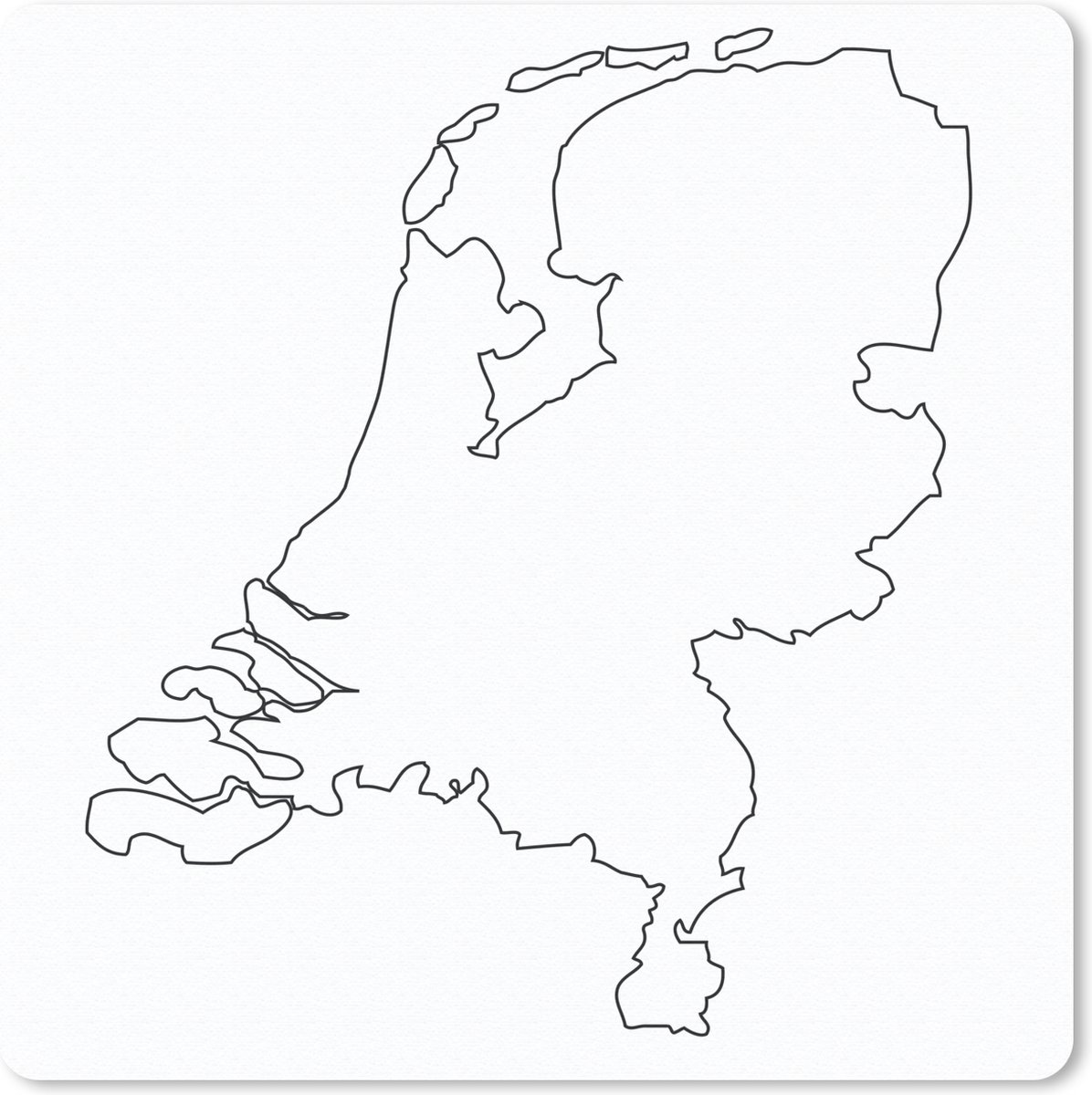 Muismat 30x30 cm - Mousepad Omlijning kaart van Nederland - Muismatten