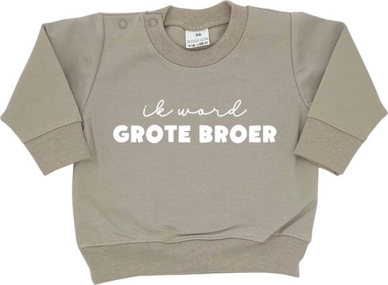 Sweater voor kind - Ik word grote broer - Maat 98 - Cremekleur - Big brother - Zwanger - Geboorte - Gezinsuitbreiding - Aankondiging - Cadeau - Zwangerschapsaankondiging - Boy