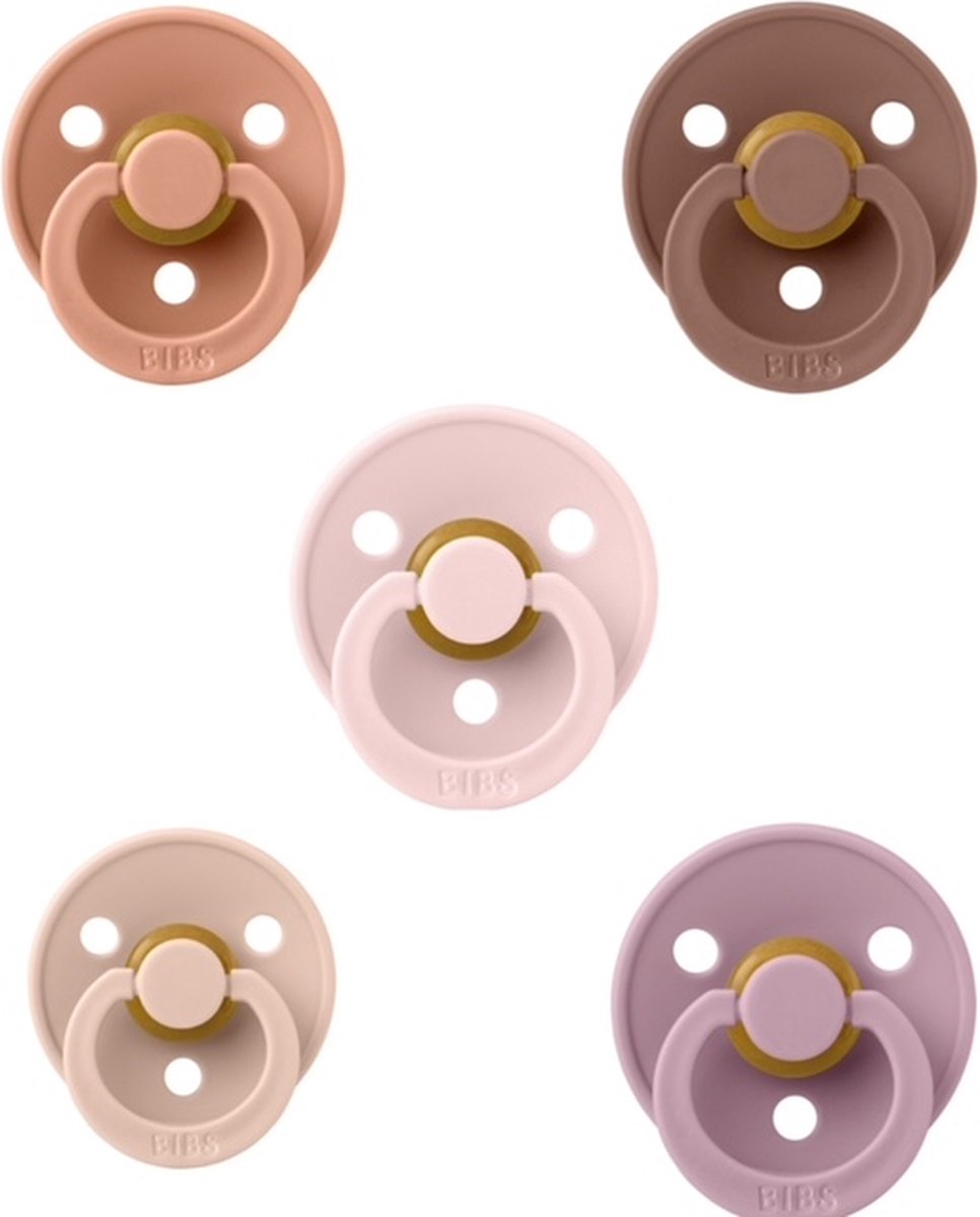 Goedkoopste Bibs fopspeen 0-6 maand Set 5 stuks Peach,Blush,Woodchuck,Blossom en Heather Maat 1