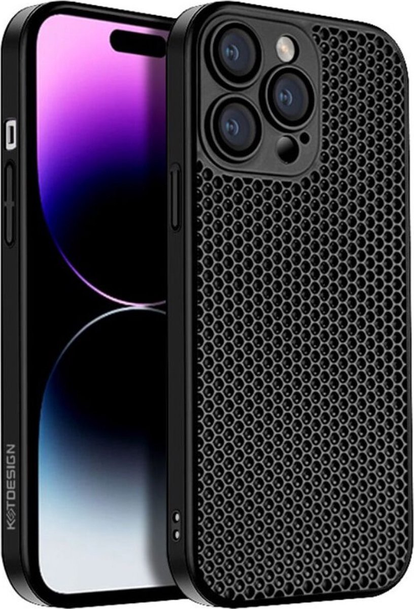 Honingraat Back Cover Zwart Hoesje Geschikt voor Apple iPhone 15 Pro Max