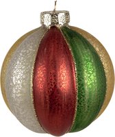 Clayre & Eef Boule de Noël Ø 10 cm Rouge Vert Verre Décorations d'arbre de Noël