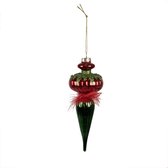 Clayre & Eef Kerstbal 18 cm Rood Groen Glas Kerstboomversiering