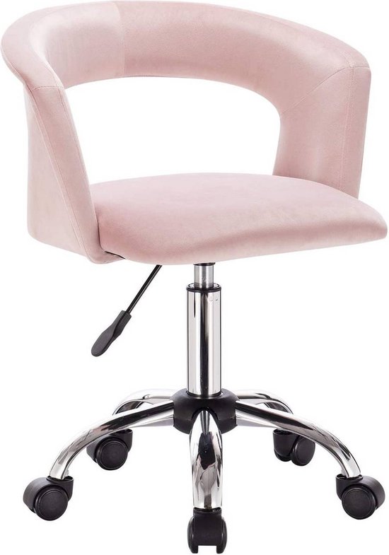 Bureaustoel op wielen Arian - Velvet - Voor volwassenen - Roze - Ergonomische bureaustoel - In hoogte verstelbaar