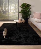 Zacht hoogpolig vloerkleed - Comfy plus - zwart 80x150 cm