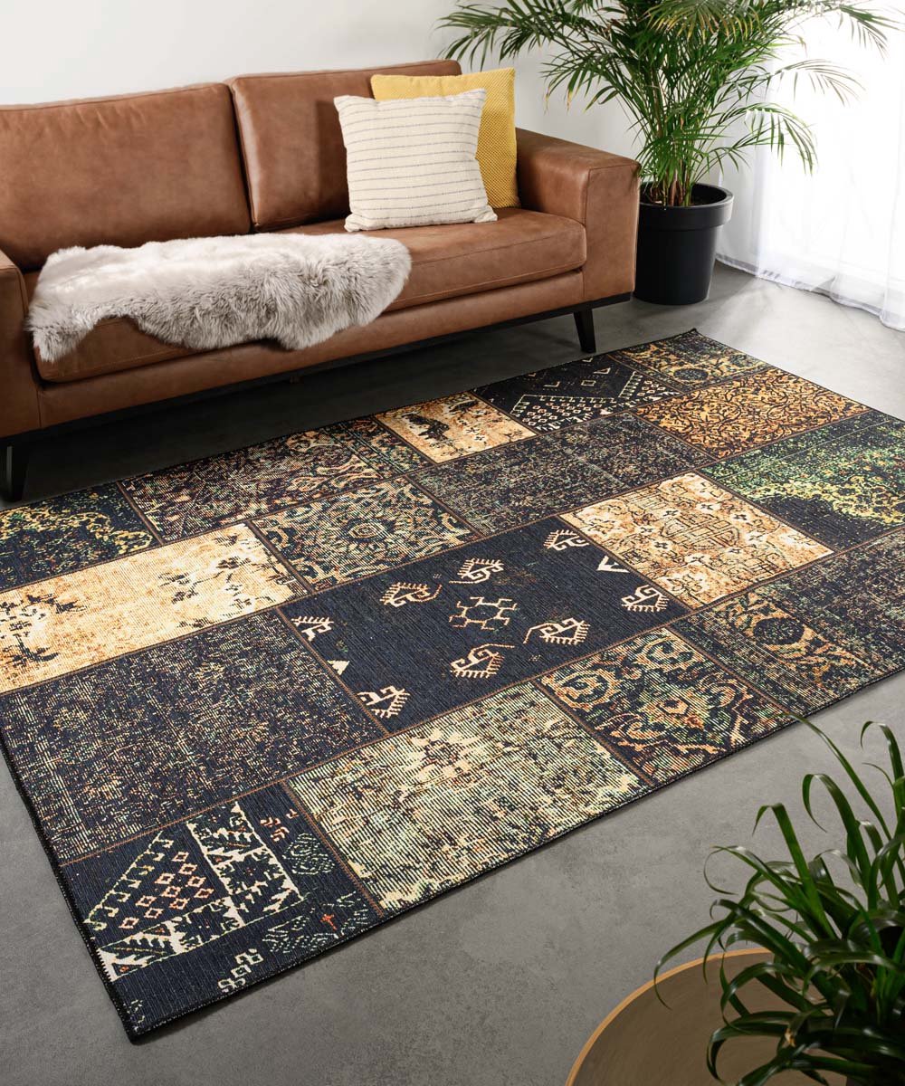Patchwork vloerkleed - Fade No.1 olijfgroen 152x230 cm