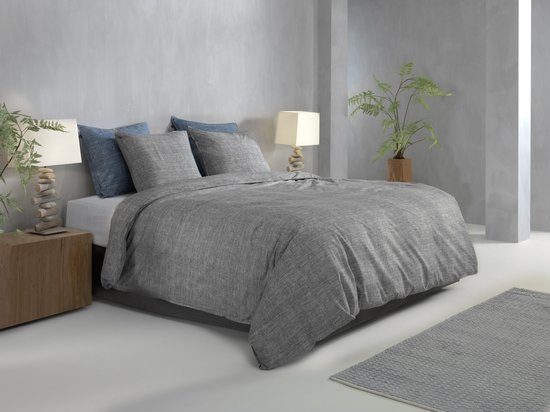 Zohome Dekbedovertrek Lino - Effen Bedlinnen - 240x220 - Antraciet - Dekbedhoes van 100% Katoen van Zohome — afbeelding 5