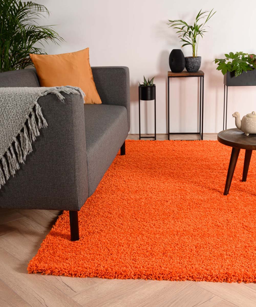 Hoogpolig vloerkleed shaggy Trend effen - oranje 140x200 cm