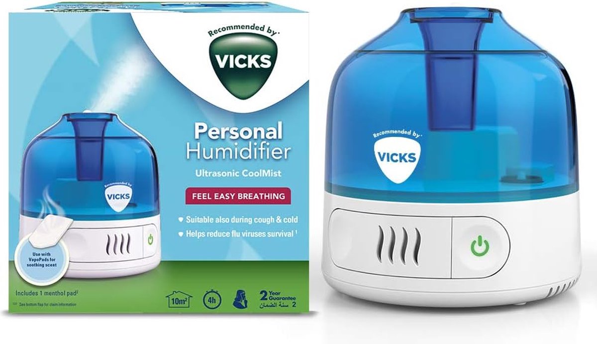 Vicks VUL505 Cool Mist Persoonlijke Luchtbevochtiger, Wit