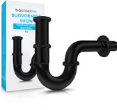 Siphon universel Bächlein Premium pour lavabo (standard 85 mm NOIR) - siphon avec manchon en caoutchouc + instructions d'installation - siphon tubulaire