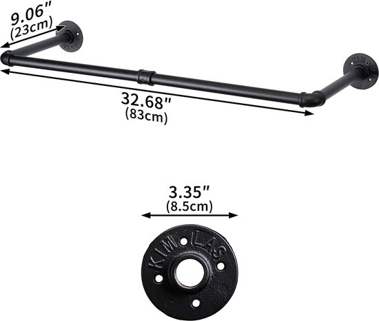 Gravora Wandgemonteerde Kledingstang Set - Industriële Stijl